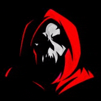 a cartoon character with a red hood and a white face .