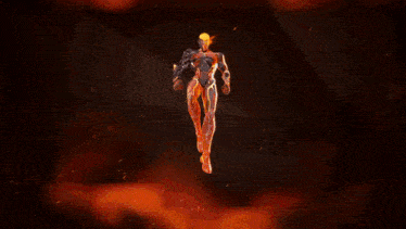 a cartoon character with flames on his face