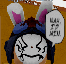 a cartoon character with bunny ears and a speech bubble that says " nah i 'd win "