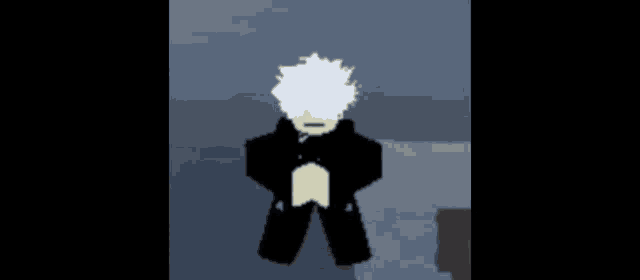 a drawing of a person with white hair and black clothes