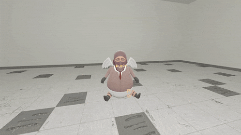 a person standing in a room with flames coming out of the wall