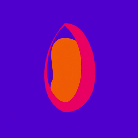 the letter s is orange and pink on a purple background .