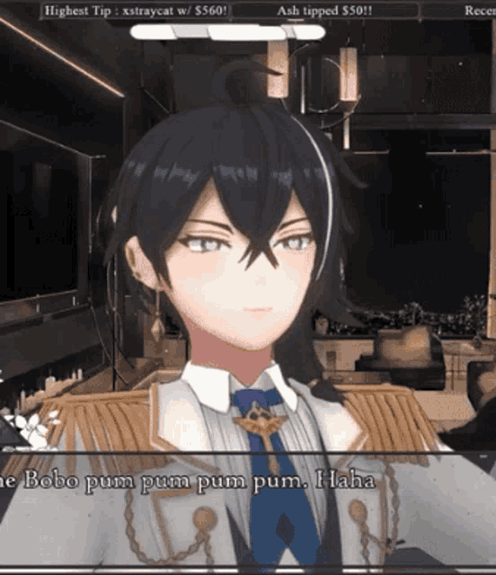 a screenshot of a video game shows a character saying " bobo pum pum pum pum pum haha "