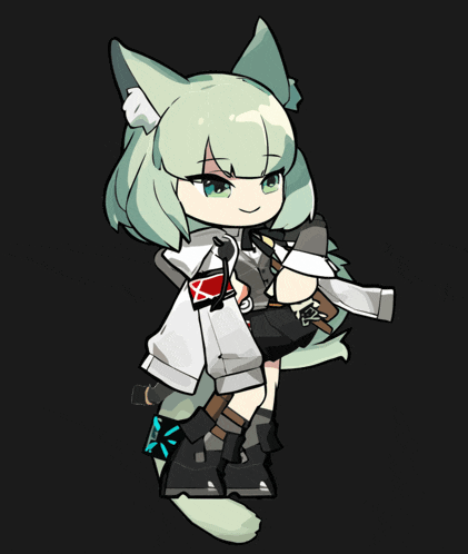 a drawing of a girl with green hair and ears
