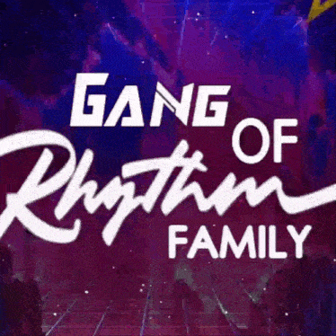 a poster for gang of rhythm family with a star in the background
