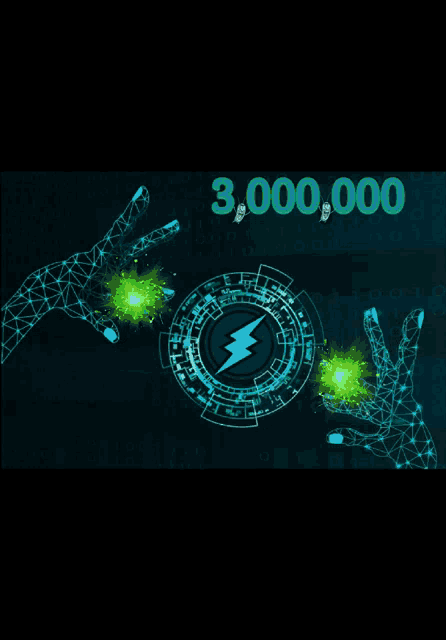a computer generated image with a lightning bolt and the number 3,000,000