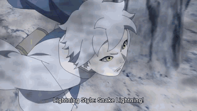 a cartoon character is flying through the air and says lightning style snake lightning !