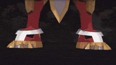 a cartoon drawing of a knight 's feet with a yellow light coming out of them