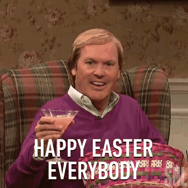 Happy Easter Everybody Michael Keaton GIF - Happy Easter Everybody Michael Keaton Saturday Night Live GIFs