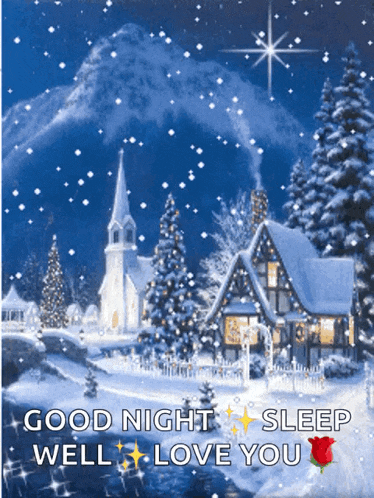 a good night sleep well love you greeting card with a snowy scene