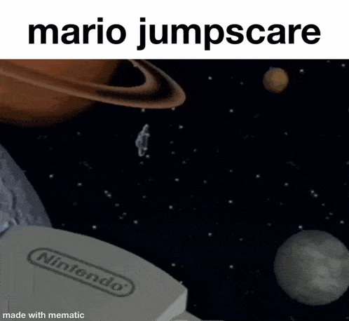 a video game controller with the words mario jumpscare written above it