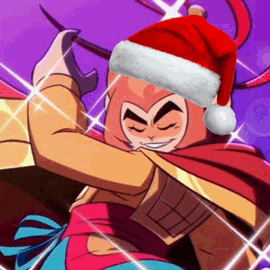 a cartoon character wearing a santa hat and a cape