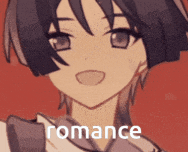 a drawing of a girl with the word romance written on it