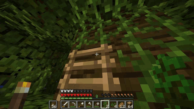 a screenshot of a minecraft game showing a creeper and a treasure chest