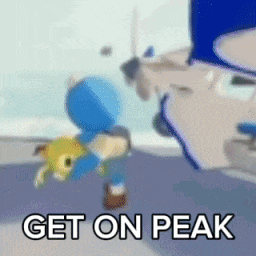 a cartoon character says get on peak in a video game