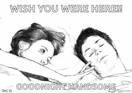 it is a drawing of a man and a woman sleeping in bed .