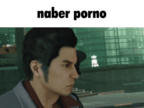 a man in a video game with the words naber porno written above him