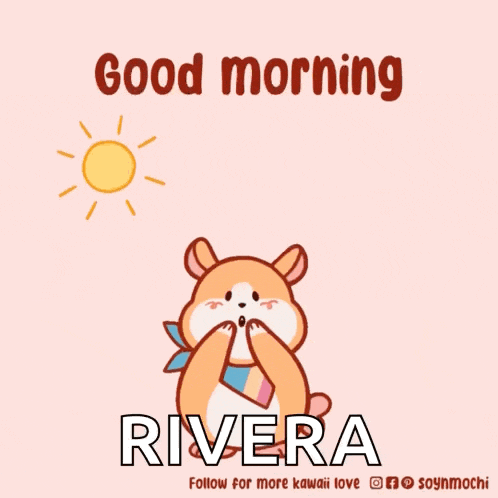 a cartoon of a hamster with the name rivera on the bottom