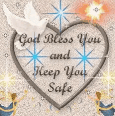 a picture of a heart with the words " god bless you and keep you safe "