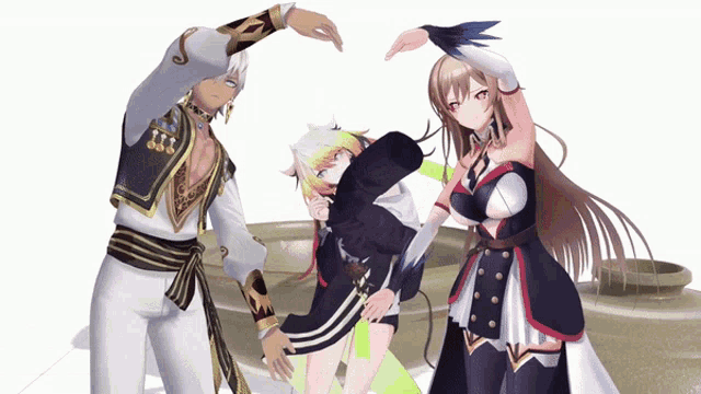 a group of anime characters are posing for a photo