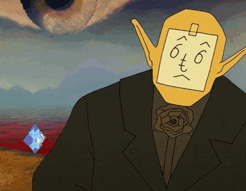 a cartoon drawing of a man with a sticker on his face that says 6 + 6