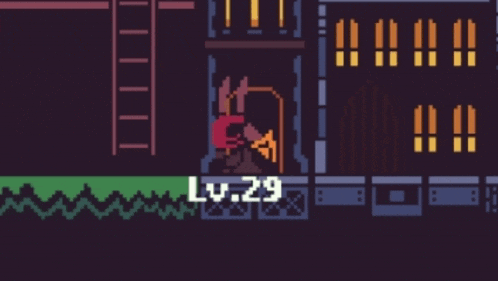 a pixel art of a person with lv.29 on the screen