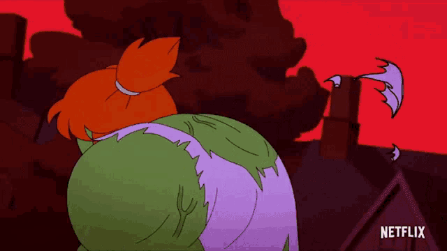 a cartoon character with a netflix logo on the bottom of the screen