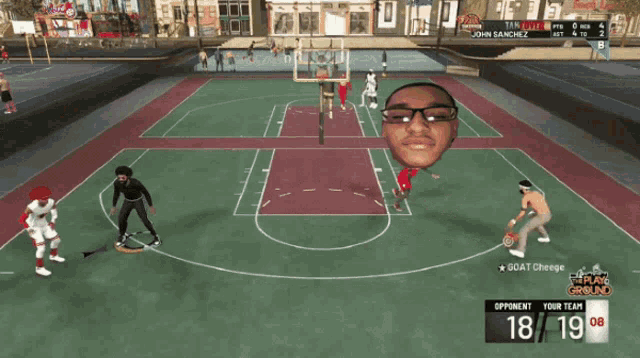 a basketball game is being played between john sanchez and dusty cheege