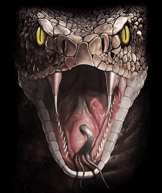 a close up of a snake 's mouth with its tongue out