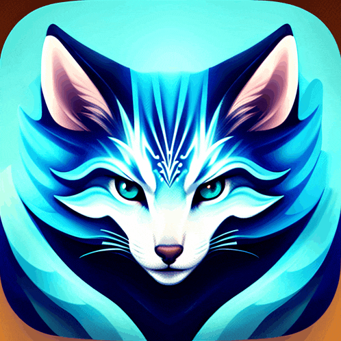 a blue and white cat with blue eyes and a blue background