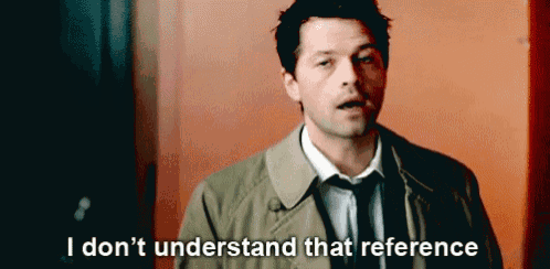 a man in a trench coat and tie says i don 't understand that reference