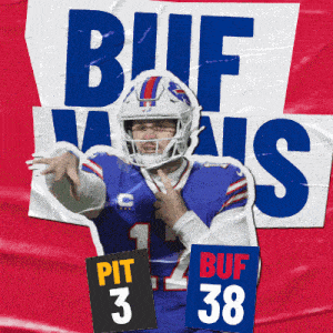 a buffalo bills football player holds up a sign that says pit 3