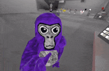 a picture of a purple gorilla with the words bro turned into a ghost