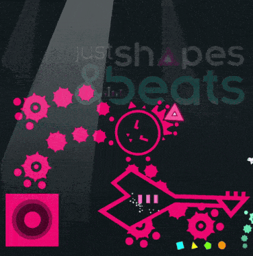 a purple and pink graphic with the words shapes & beats on the bottom