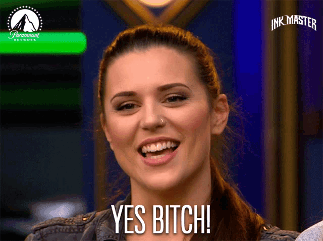 a woman says yes bitch on a paramount network ad