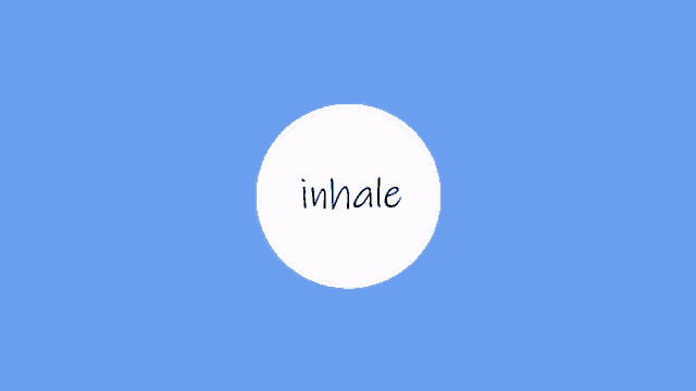 a blue background with a circle that says inhale