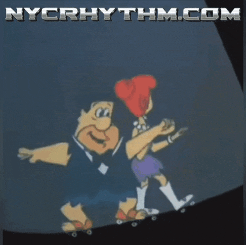 a poster for nycrhythm.com shows a cartoon couple