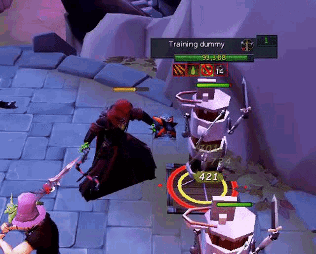 a screenshot of a game with a training dummy