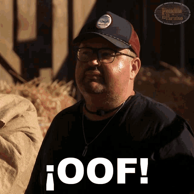 a man wearing glasses and a hat says roof