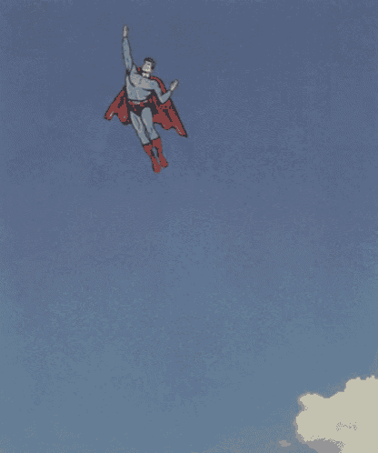 batman and superman are flying in the sky