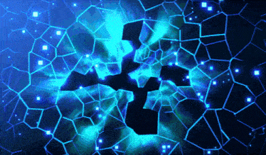a computer generated image of a blue glowing geometric pattern