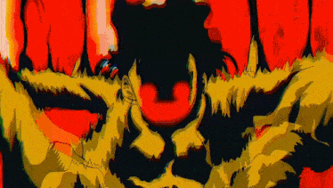 a cartoon drawing of a skull with a red eye