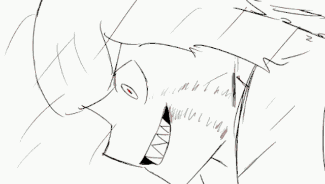 a black and white drawing of a person with a red line going through it