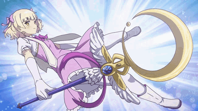 a girl in a pink dress and white gloves is holding a magic wand