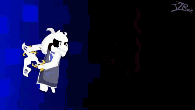 a cartoon drawing of a goat wearing sunglasses and holding a sword .