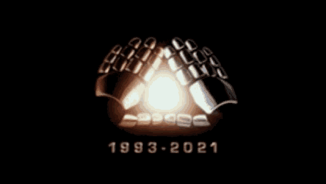 a picture of a pair of gloves with 1993-2021 written below them