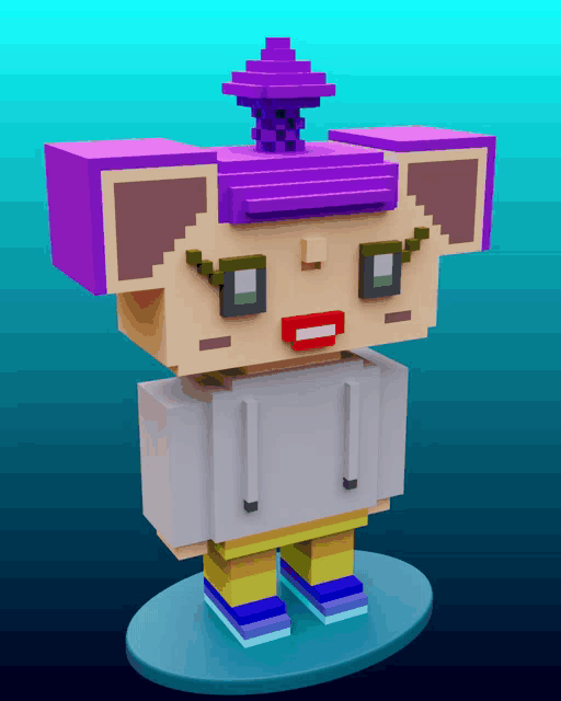 a 3d model of a person with purple hair