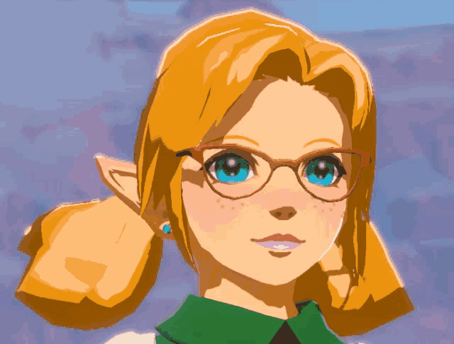 a cartoon character wearing glasses and a green shirt