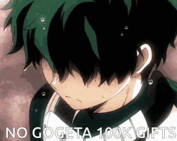 a picture of a boy with the words " no gogeta 100k gifts " on it