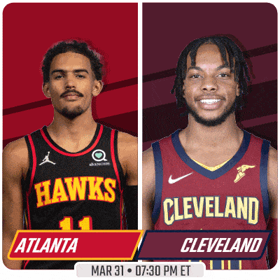 a hawks and cleveland basketball game is scheduled for march 31 at 7:30 pm et